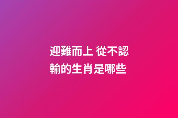 迎難而上 從不認輸的生肖是哪些